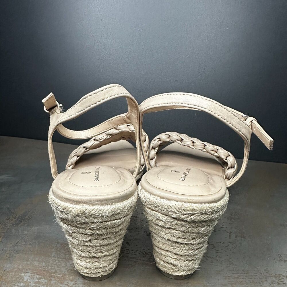 Bandolino Wedge Sandal 11 Espadrille Ankle Strap Summer Resort Nude Cream Jingle - Picture 4 of 9